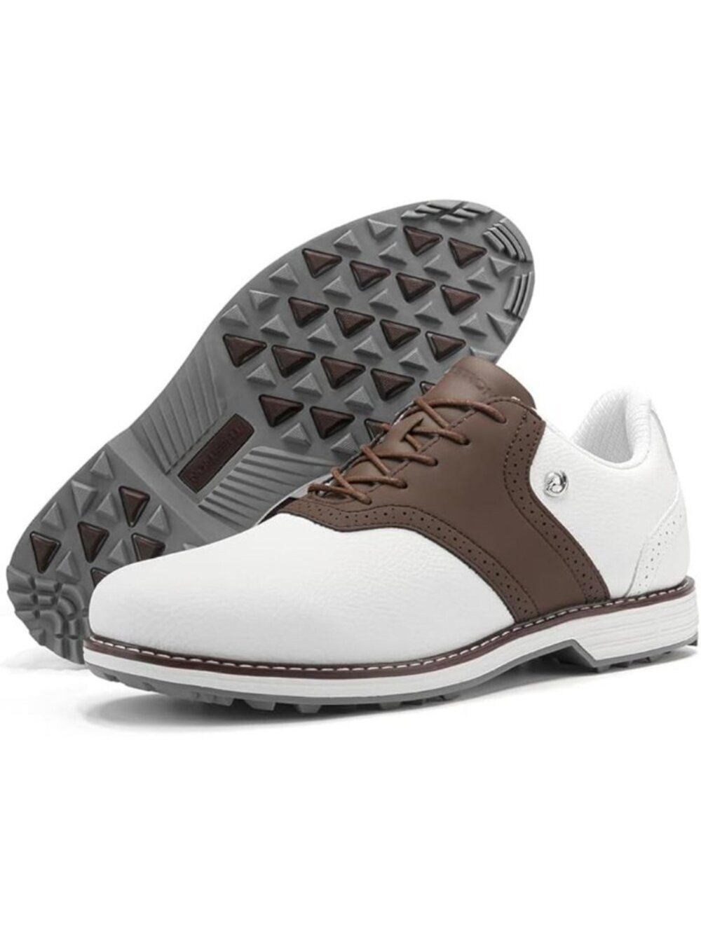 Men's Brown-5 Spikes Classic Golf Footwear Walking Sneakers Golfers Golf Shoes